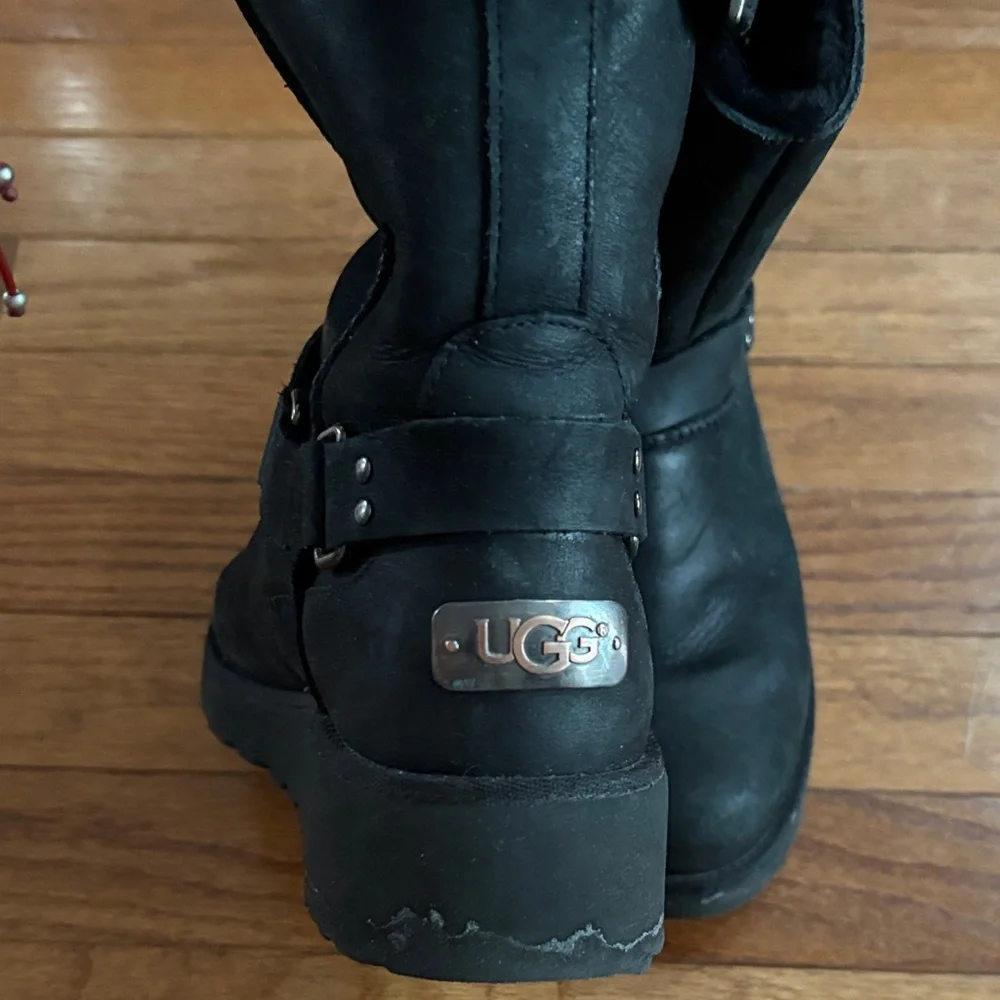 UGG Black Leather Water Resistant Boots - Picture 2 of 4